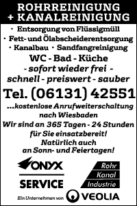 Onyx Kanalreinigung Wiesbaden – Kontakt und Leistungen für professionelle Rohr- und Abflussreinigung sofort erreichbar.
