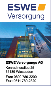 ESWE Banner mit Kontaktdaten und Informationen zu Photovoltaik, Solarstrom und nachhaltiger Energieversorgung in Wiesbaden